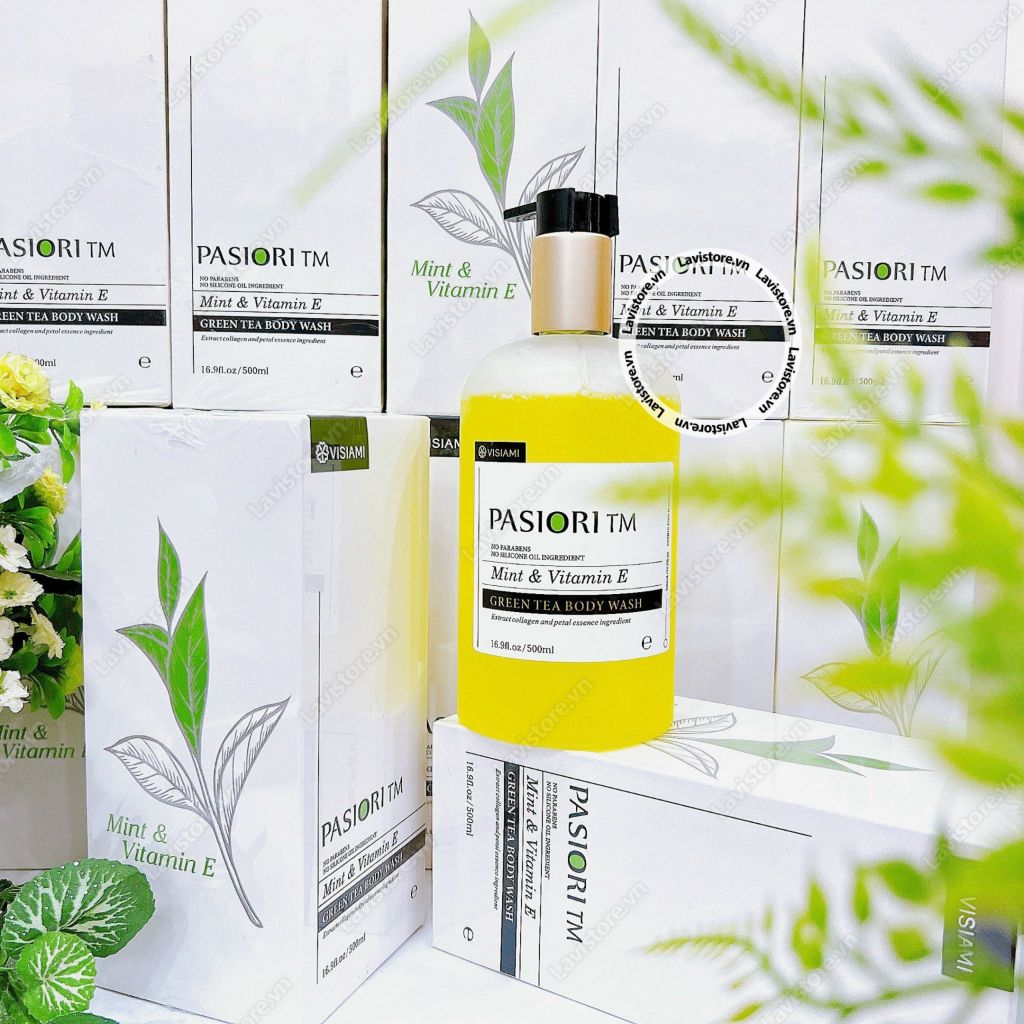 (07/2025) Sữa tắm Pasiori Mint & Vitamin e ( Hương Green Tea)(có tem phụ)