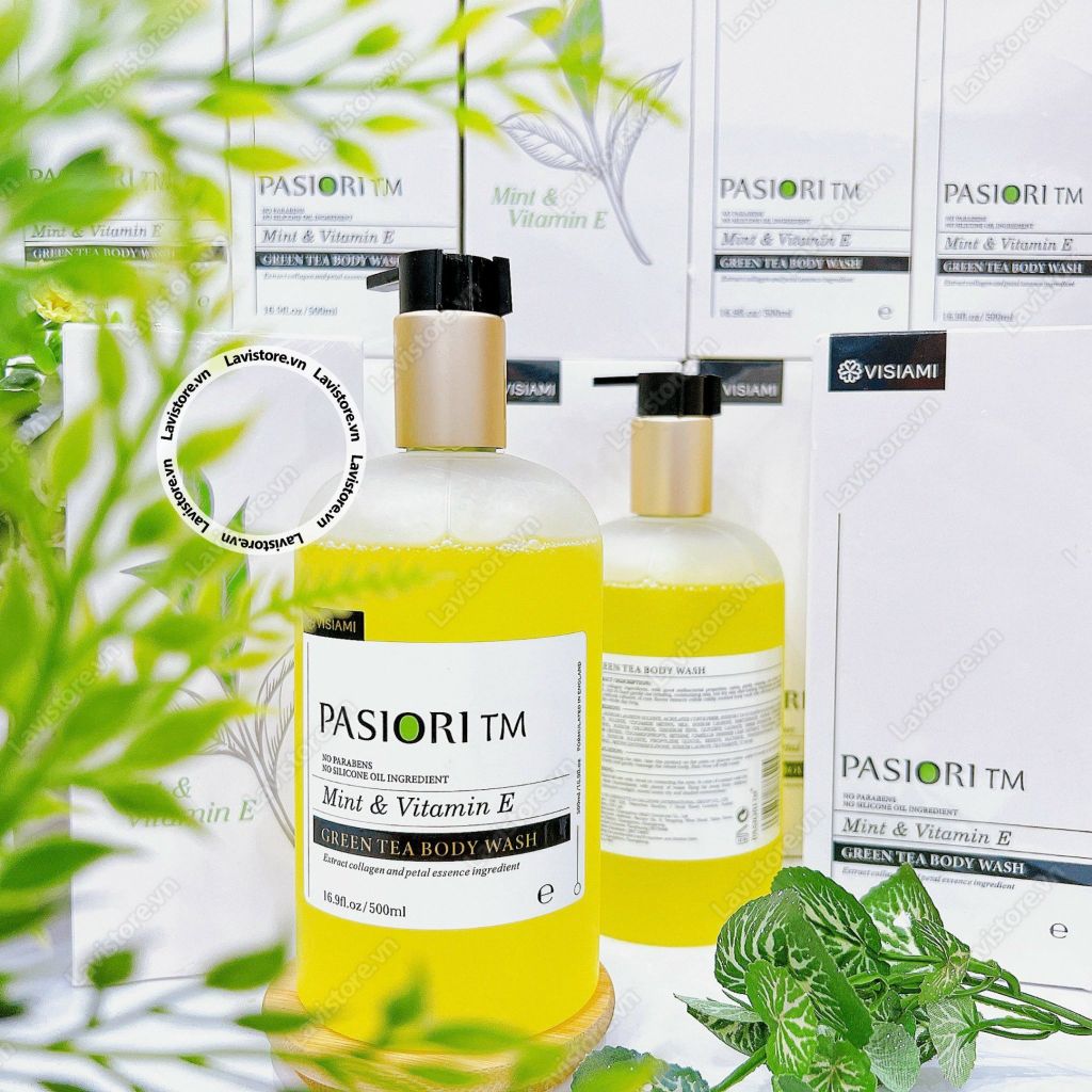 (07/2025) Sữa tắm Pasiori Mint & Vitamin e ( Hương Green Tea)(có tem phụ)