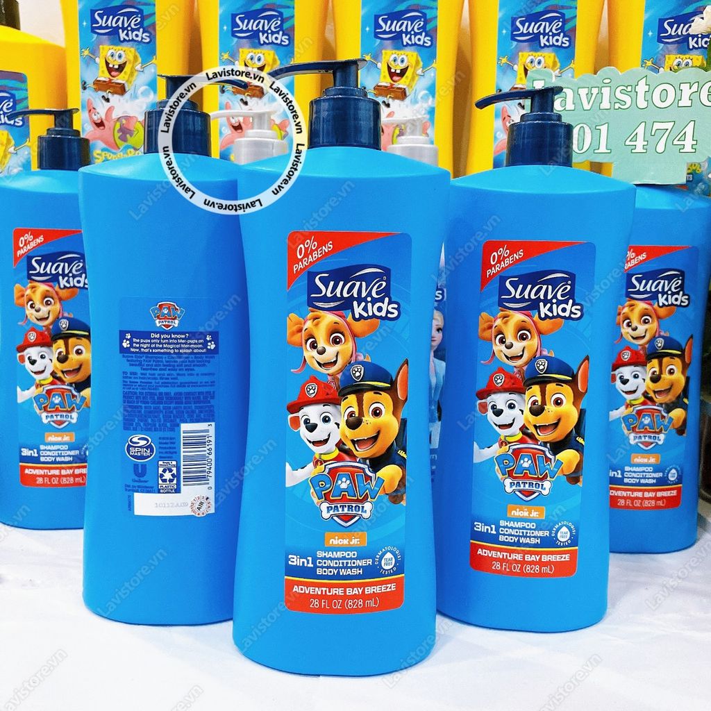 (08/2026) Sữa tắm 3in1 Suave Kids 828ml Spongebob Squa