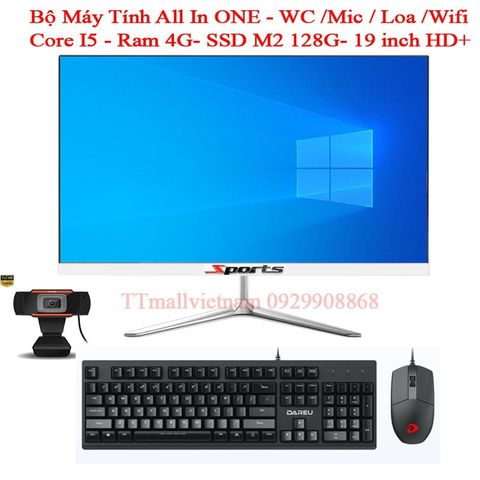 Trọn Bộ Máy Tính All In One Thế Hệ Mới Intel Core I5 /Ram 4G /SSD M2 128G/ Tích hợp Webcam /Mic/Loa