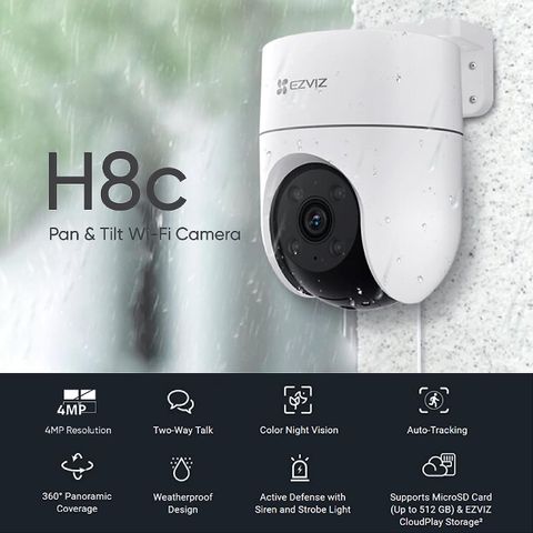 Camera WiFi Ezviz H8C 4MP Full tính năng (ban đêm có màu, đàm thoại 2 chiều, chống nước ip66, tích hợp AI cảnh báo)