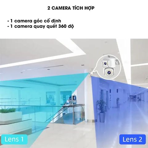 Camera IP Wifi Yossee camera kép 2 camera 5.0MP Quay quét  360 độ,xem đêm có màu, hỗ trợ đàm thoại 2 chiều, hàng chính hãng