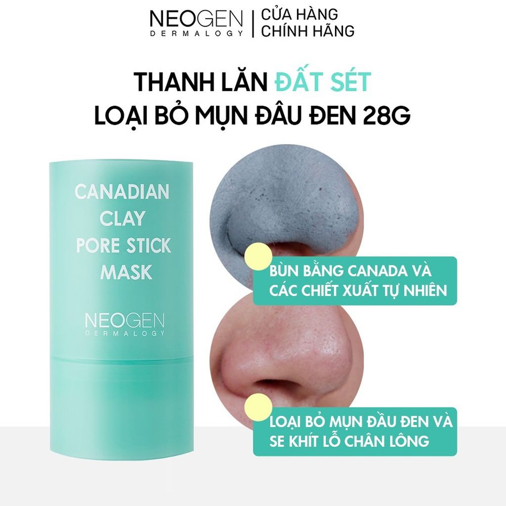 Thanh Lăn Đất Sét Giảm Mụn Đầu Đen Neogen Dermalogy Canadian Clay Pore Stick 28g