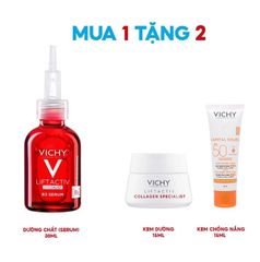 Bộ Sản Phẩm Tinh Chất Mờ Nám Sáng Da Vichy Liftactiv B3 30ml + Kem Dưỡng Ẩm Vichy Collagen 15ml + Gel Chống Nắng Giảm Nám Vichy 15ml