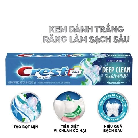 Kem Đánh Răng Làm Trắng Sạch Sâu Crest Complete Whitening + Deep Clean 153g