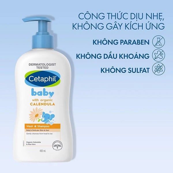 Sữa Tắm Gội Tinh Chất Hoa Cúc Dịu Nhẹ Cho Bé Cetaphil Baby Wash & Shampoo Calendula