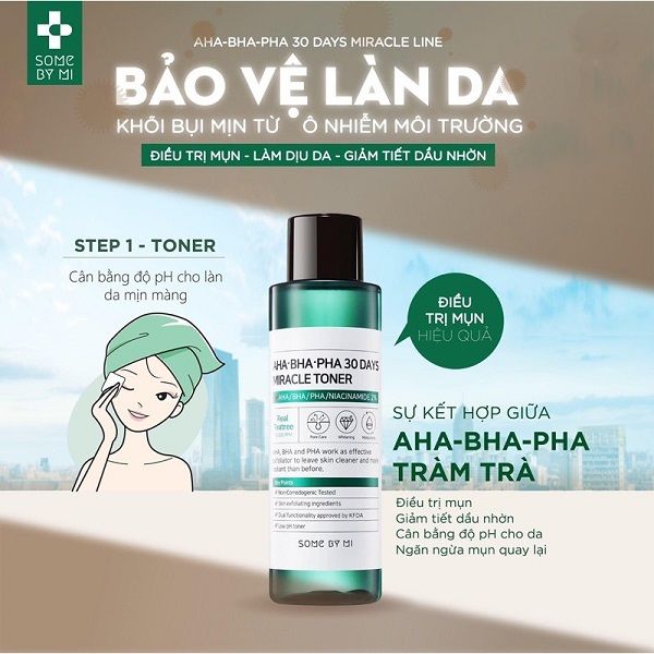 Nước Hoa Hồng Cho Da Mụn Some By Mi Miracle Toner AHA-BHA-PHA 30 Days 150ml