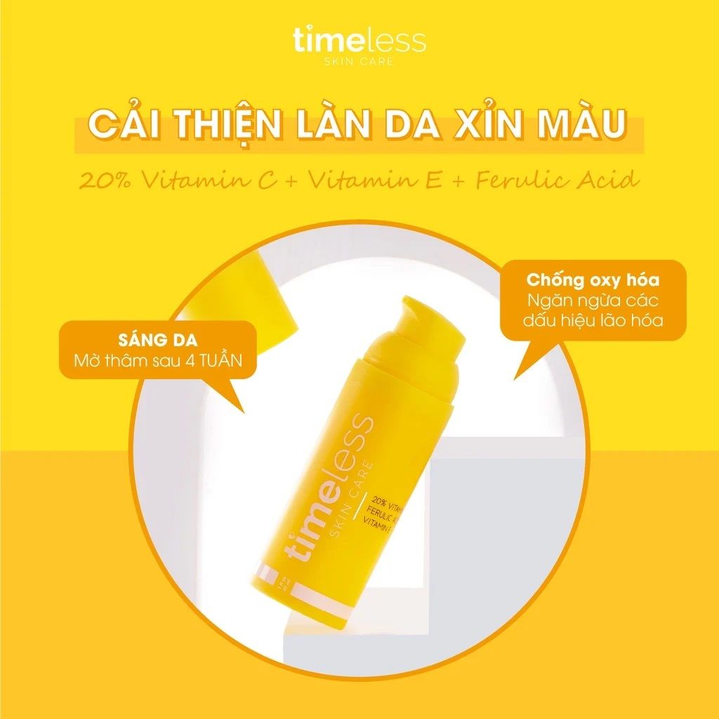 Tinh Chất Dưỡng Trắng Da Giảm Thâm Timeless 20% Vitamin C + E + Ferulic Acid 30ml