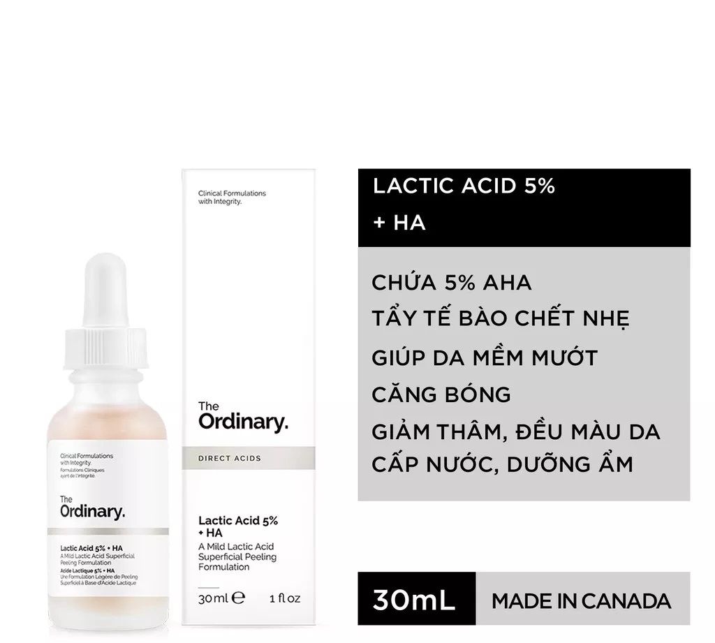 Tinh Chất Tẩy Da Chết Và Làm Sáng Da The Ordinary Lactic Acid 5% + HA 30ml