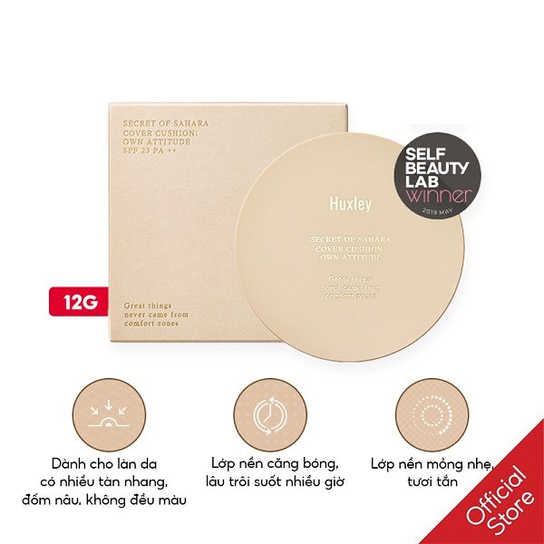 Phấn Nước Huxley Cover Cushion Own Attitude SPF 23 PA++ 12g