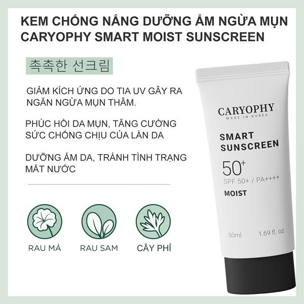 Kem Chống Nắng Caryophy Smart Moist Sunscreen SPF50+ PA++++ 50ml