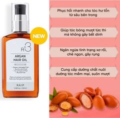 Tinh Dầu Dưỡng Giúp Hồi Phục Tóc Hư Tổn Raip R3 Argan Hair Oil 100ml