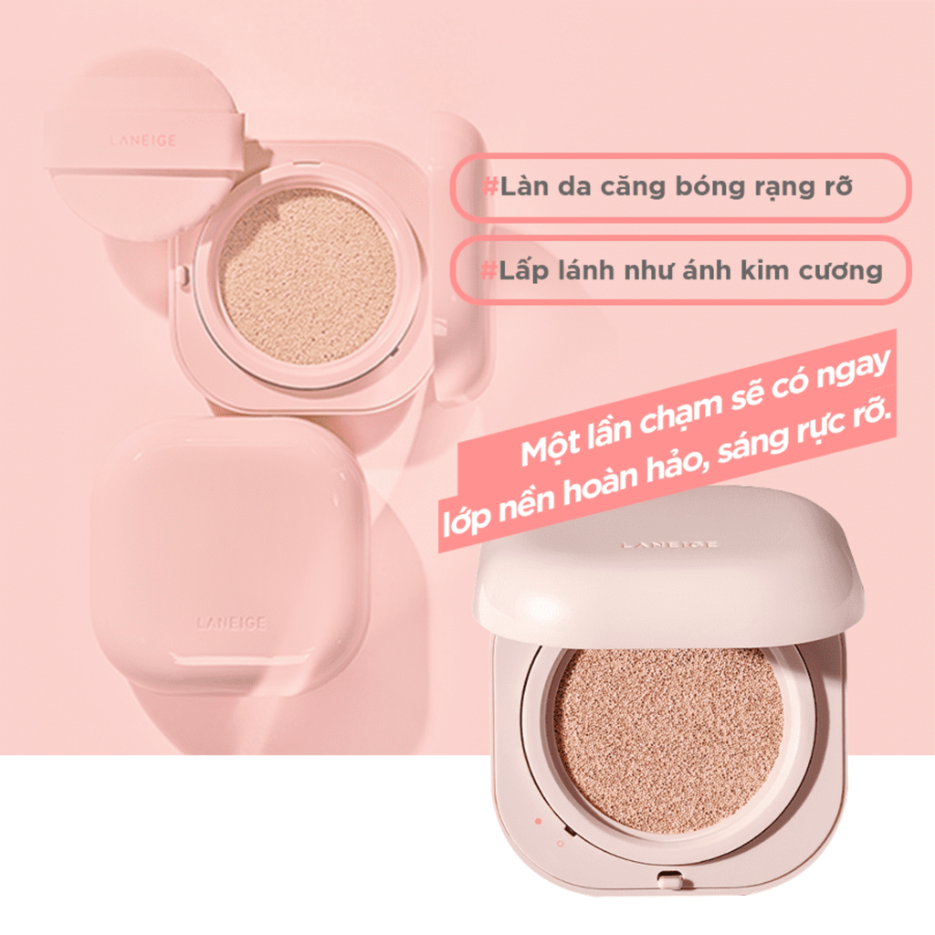 Phấn Nước Laneige Dưỡng Ẩm Da Căng Bóng Neo Cushion Glow SPF50+ PA++ (Tặng kèm lõi)