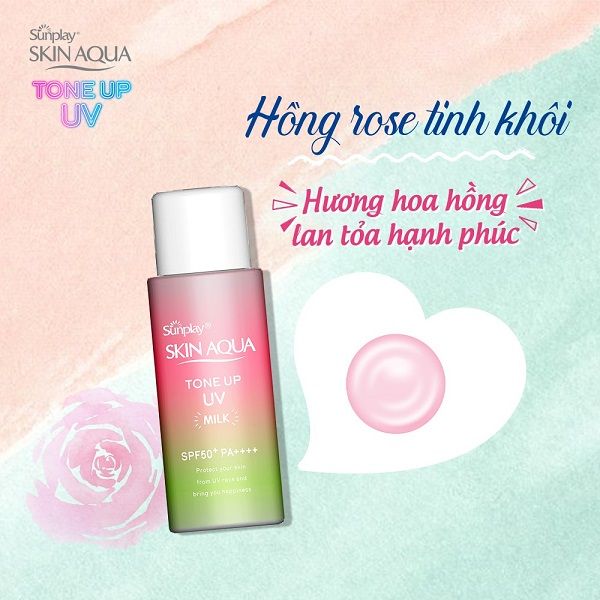 Sữa Chống Nắng Hiệu Chỉnh Sắc Da Sunplay Skin Aqua Tone Up UV Milk Happiness Aura Rose Color SPF50+ PA++++ 50g