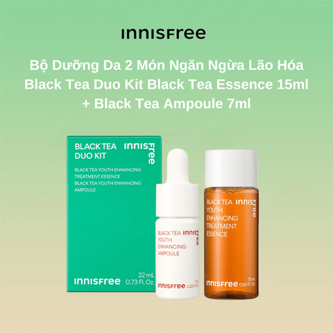 Bộ Dưỡng Da 2 Món Ngăn Ngừa Lão Hóa innisfree Black Tea Duo Kit Black Tea Essence 15ml + Black Tea Ampoule 7ml