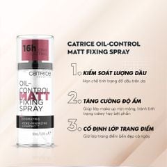 Xịt Khóa Nền Kiềm Dầu Catrice Oil-Control Matt Fixing Spray 16h Long Lasting 50ml