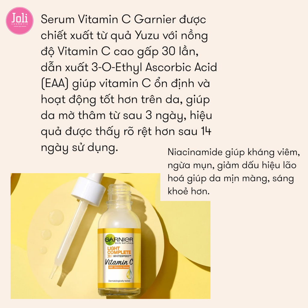 Tinh Chất Garnier Tăng Cường Sáng Da Mờ Thâm Light Complete 30x Vitamin C Booster Serum
