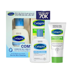 Combo Sữa Rửa Mặt Cho Da Nhạy Cảm Cetaphil Gentle Skin Cleanser 125ml + Kem Dưỡng Ẩm Moisturising Cream 50g