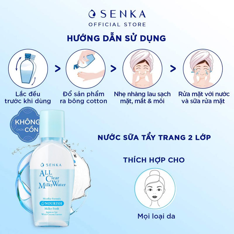 Nước Sữa Tẩy Trang Hai Lớp Làm Sạch Senka All Clear Milky Water 70ml