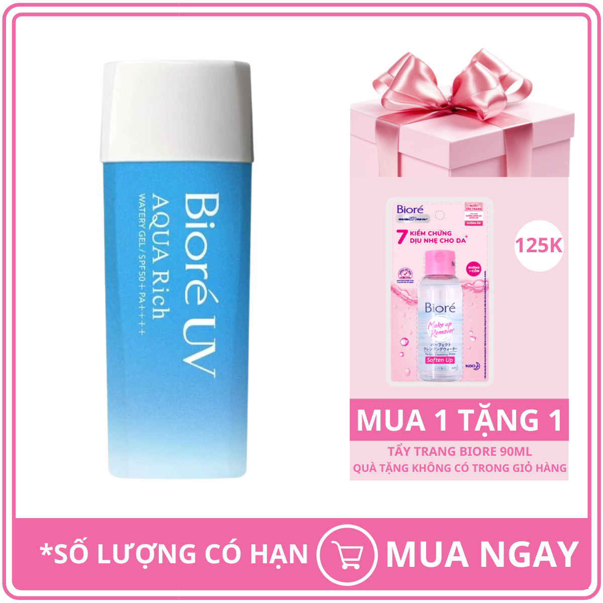 Gel Chống Nắng Dưỡng Ẩm Biore UV Aqua Rich Watery Gel SPF50+ PA++++ 90ml