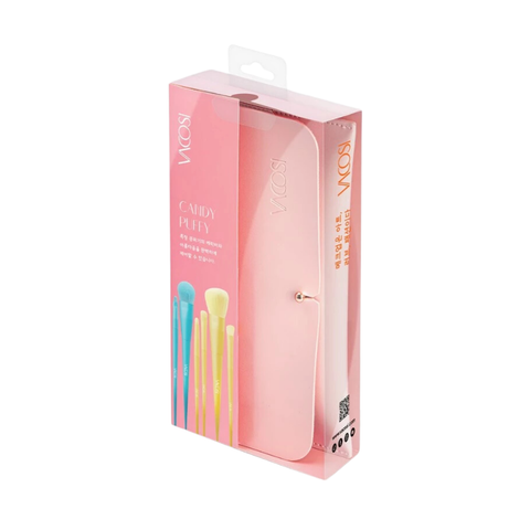 Bộ Cọ 10 Cây + Ví Hồng Vacosi Candy Puffy Brush Set BC34