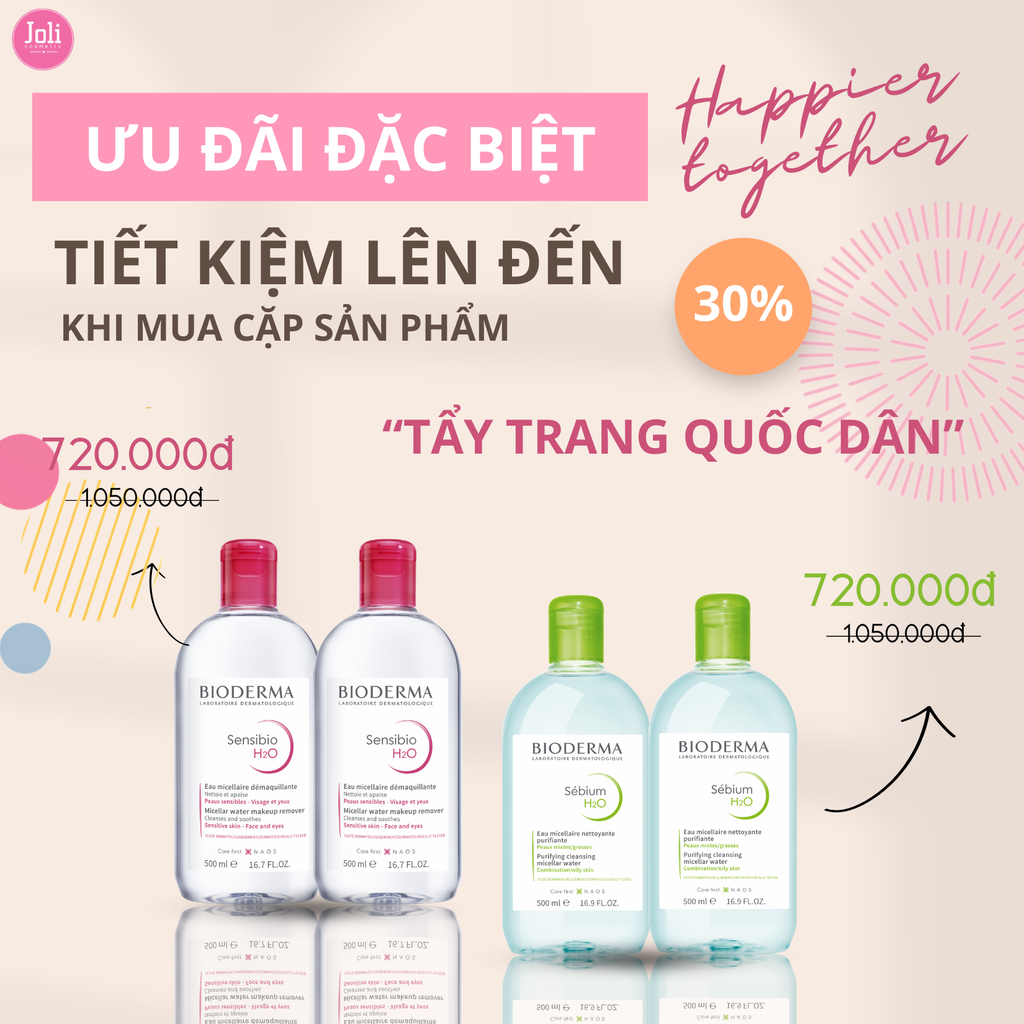 [COMBO] Nước Tẩy Trang Dành Cho Da Nhạy Cảm Bioderma Sensibio H2O 500ml