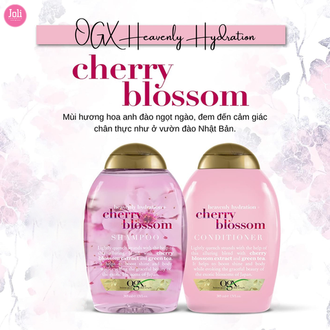 Dầu Gội Cấp Ẩm Cho Tóc OGX Heavenly Hydration + Cherry Blossom Shampoo 385ml