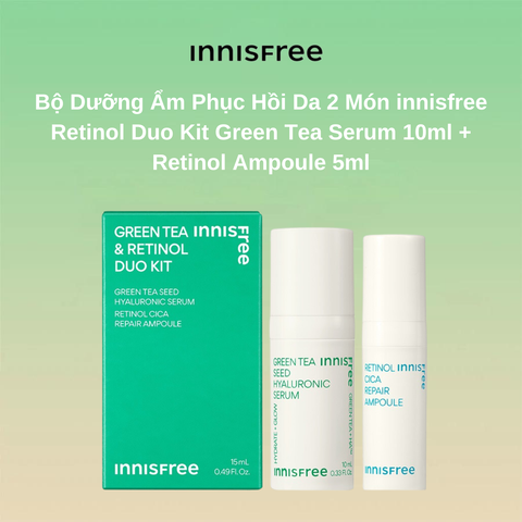 Bộ Dưỡng Ẩm Phục Hồi Da 2 Món innisfree Retinol Duo Kit Green Tea Serum 10ml + Retinol Ampoule 5ml