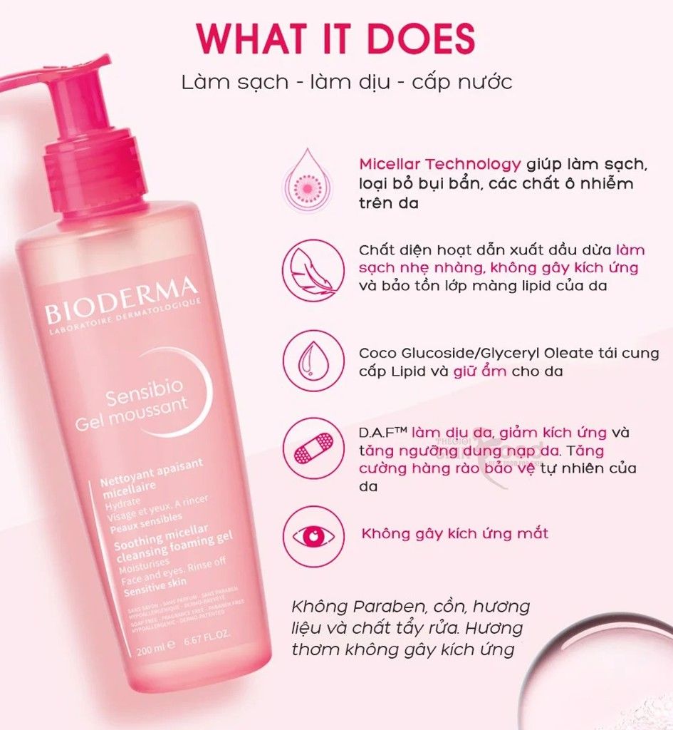 Gel Rửa Mặt Cho Da Nhạy Cảm Bioderma Sensibio Gel Moussant