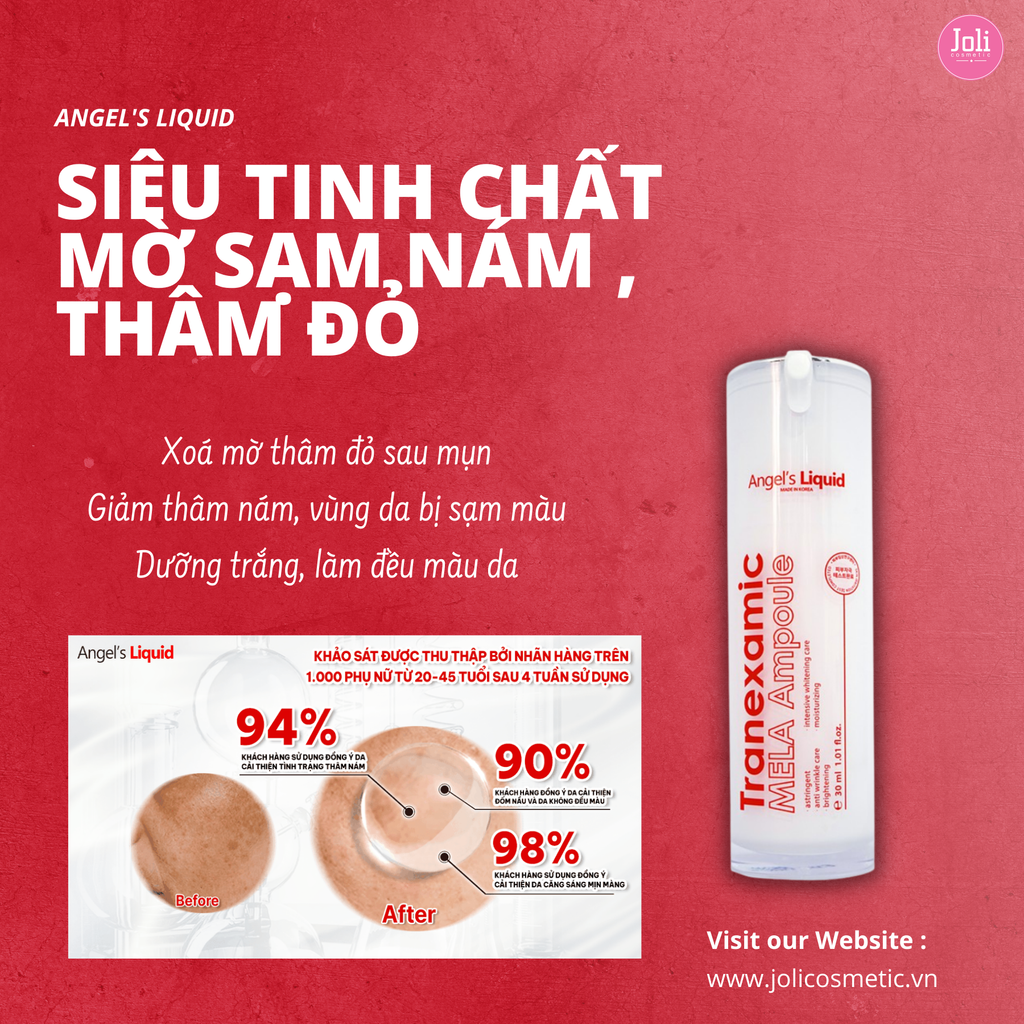 Siêu Tinh Chất Mờ Nám Chuyên Sâu Angel's Liquid Tranexamic Mela Ampoule 30ml