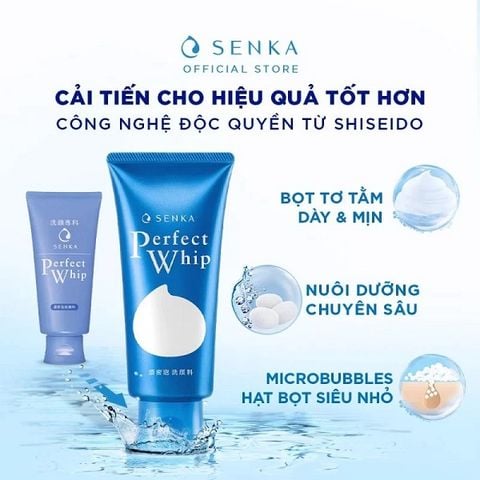 Sữa Rửa Mặt Tạo Bọt Làm Sạch Sâu Chiết Xuất Tơ Tằm Trắng Senka Perfect Whip 120g