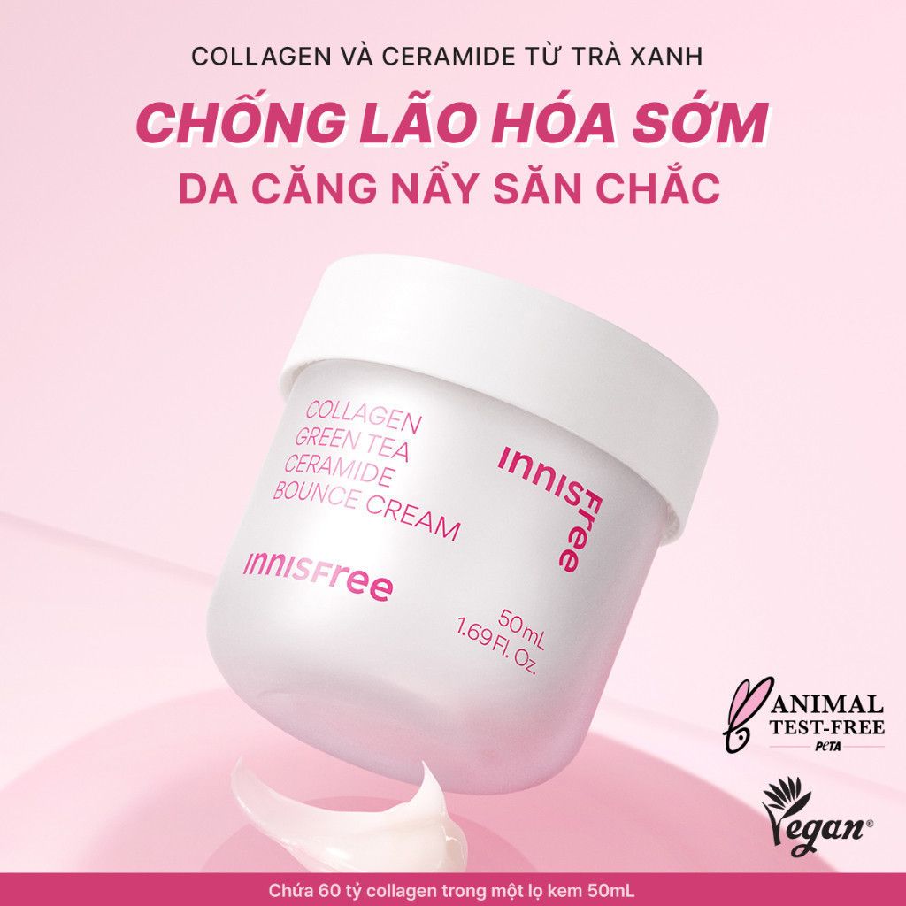 Kem Dưỡng Chống Lão Hóa innisfree Collagen Green Tea Ceramide Bounce Cream 50ml