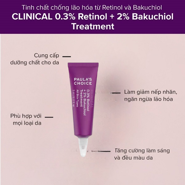 Kem Dưỡng Ngăn Ngừa Lão Hóa Paula's Choice Clinical 0.3% Retinol + 2% Bakuchiol Treatment 5ml