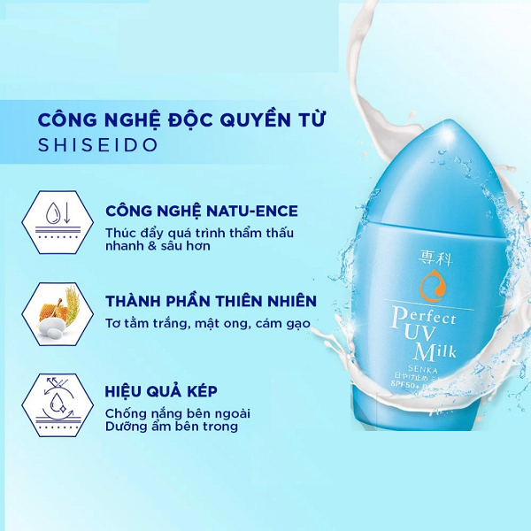 Sữa Chống Nắng Kiềm Dầu Mịn Lì Cho Da Dầu Senka Perfect UV Milk SPF50+ PA++++ 40ml
