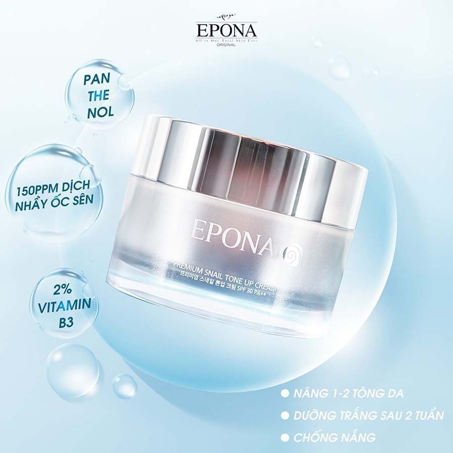Kem Dưỡng Trắng Da Nâng Tông Chiết Xuất Ốc Sên Epona Premium Snail Tone Up Cream SPF40+ PA++ 50ml