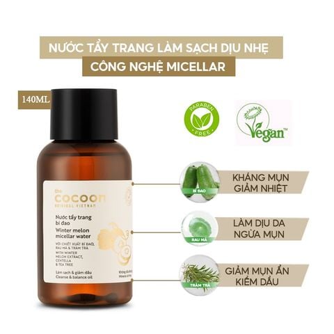 Nước Tẩy Trang Chiết Xuất Bí Đao Cocoon Winter Melon Micellar Water 140ml