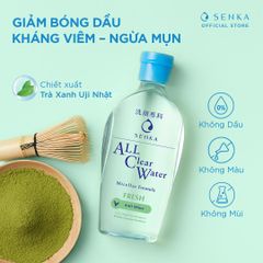 Nước Tẩy Trang Ngừa Mụn Kiểm Soát Nhờn Senka All Clear Water Micellar Formula Fresh Anti Shine 230ml