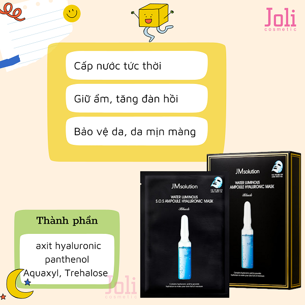 Mặt Nạ Cấp Nước Dưỡng Ẩm JMsolution Water Luminous S.O.S Ampoule Hyaluronic Mask Plus 30ml