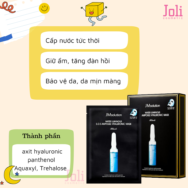 Mặt Nạ JMsolution Cấp Nước & Dưỡng Ẩm Hyaluronic Water Luminous S.O.S Ampoule Mask