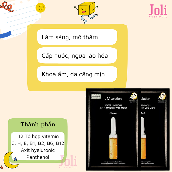 Mặt Nạ JM Solution Water Luminous S.O.S Ampoule Vita Mask Black Cấp Nước 30ml