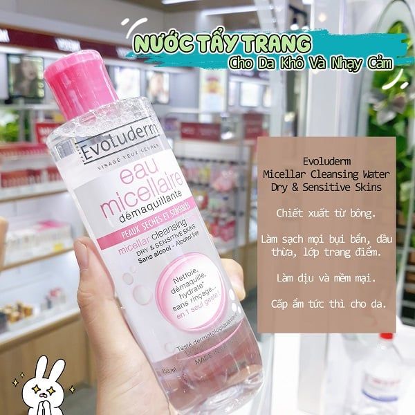 Nước Tẩy Trang Evoluderm Cho Da Khô Và Nhạy Cảm Micellar Cleansing Water Dry & Sensitive Skins