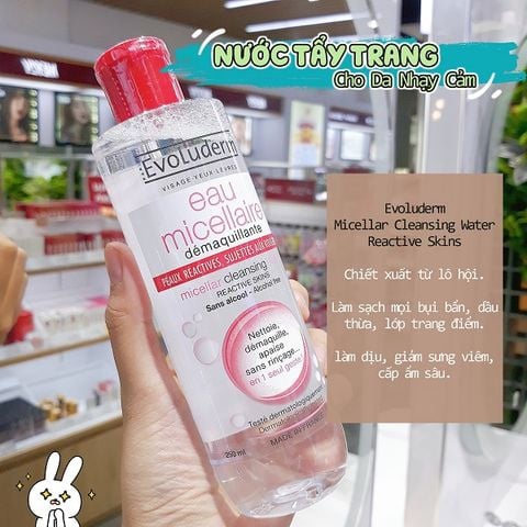 Nước Tẩy Trang Evoluderm Cho Da Kích Ứng Nhạy Cảm Micellar Cleansing Water Reactive Skins