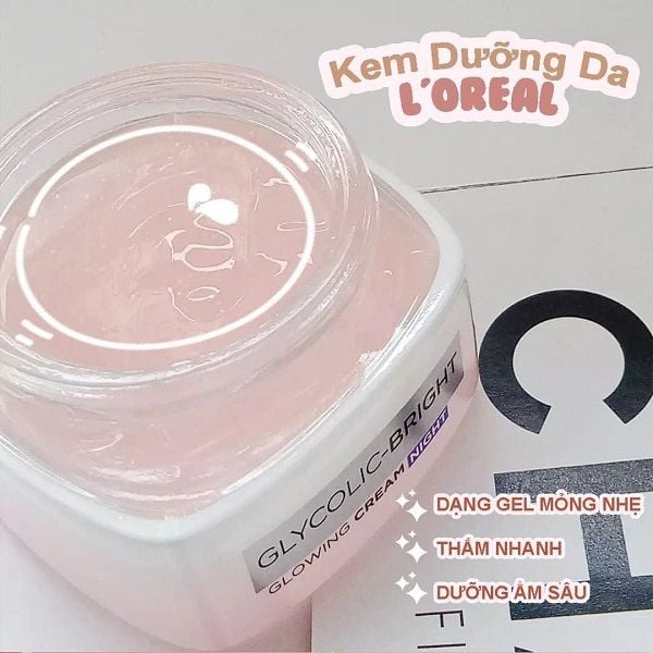 Kem Dưỡng Sáng Da Ban Đêm Loreal Paris Glycolic Bright Glowing Cream Night 50ml