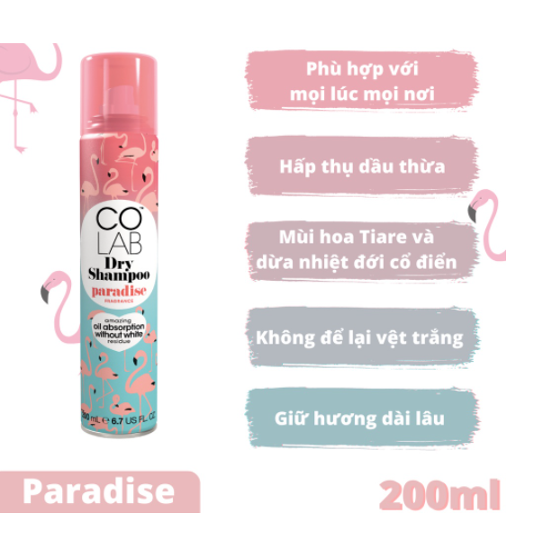 Dầu Gội Khô Colab Dry Shampoo Fragrance 200ml