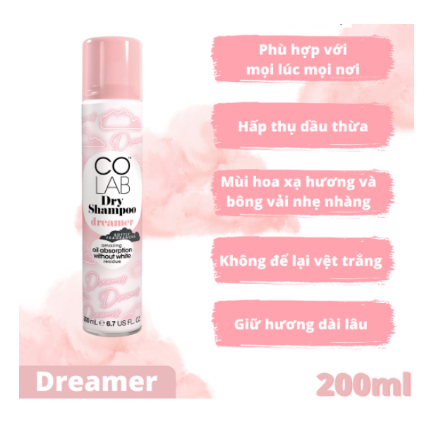 Dầu Gội Khô Colab Dry Shampoo Fragrance 200ml