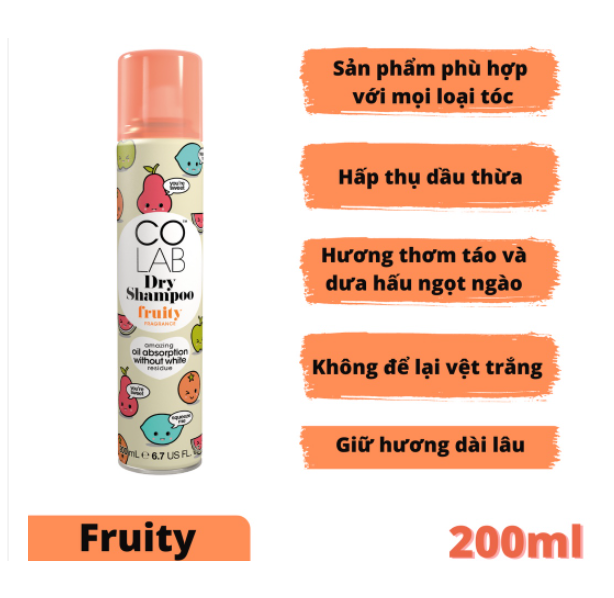 Dầu Gội Khô Colab Dry Shampoo Fragrance 200ml