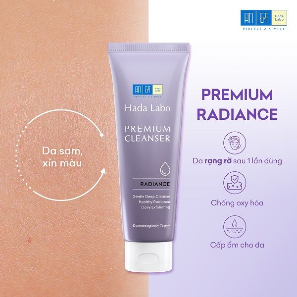Sữa Rửa Mặt Hada Labo Dưỡng Sáng Da Premium Cleanser Radiance 100g