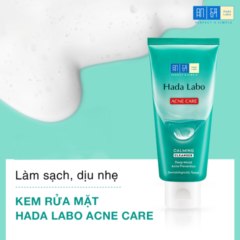 Sữa Rửa Mặt Dành Cho Da Mụn Nhạy Cảm Hada Labo Acne Care Calming Cleanser 80g