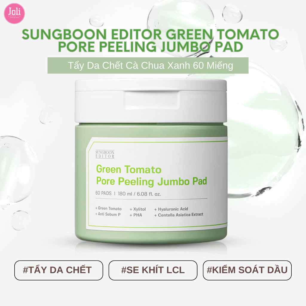 Tẩy Da Chết Sungboon Editor Green Tomato Pore Peeling Jumbo Pad 60 Miếng