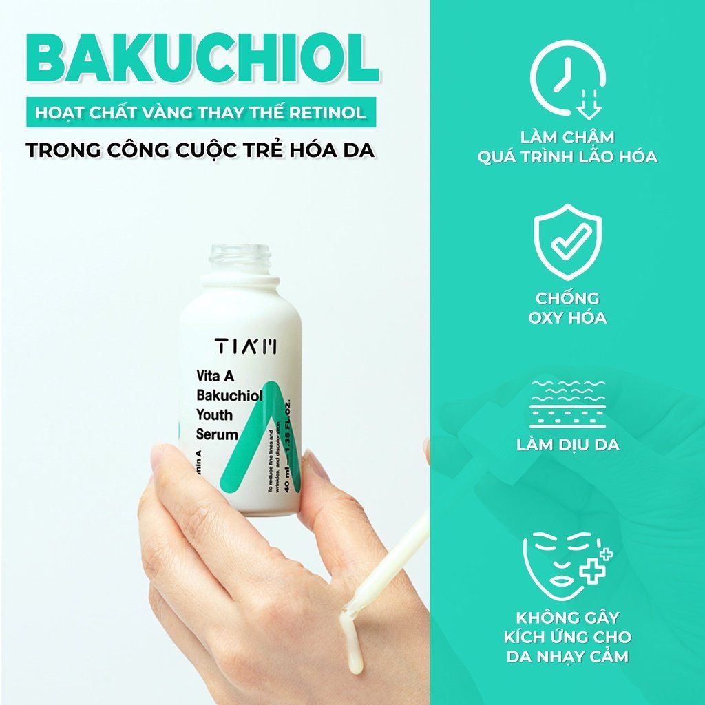 Tinh Chất Dưỡng Căng Bóng Trẻ Hoá Da Tia'm Vita A Bakuchiol Youth Serum 40ml